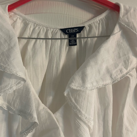 Chaps White Ruffled Blouse - Picture 3 of 4